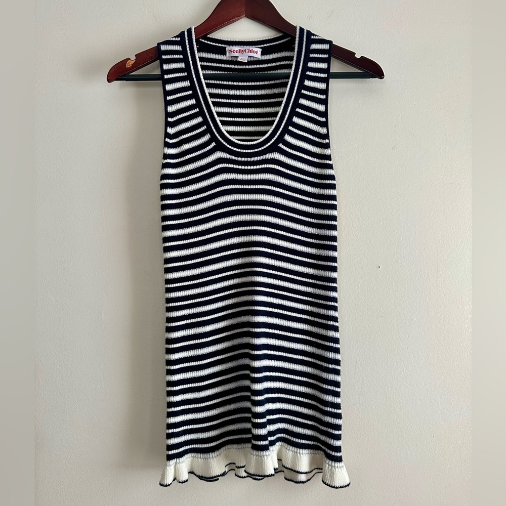 See By Chloé • Metallic Stripe Ribbed Sweater Tank‎ Top